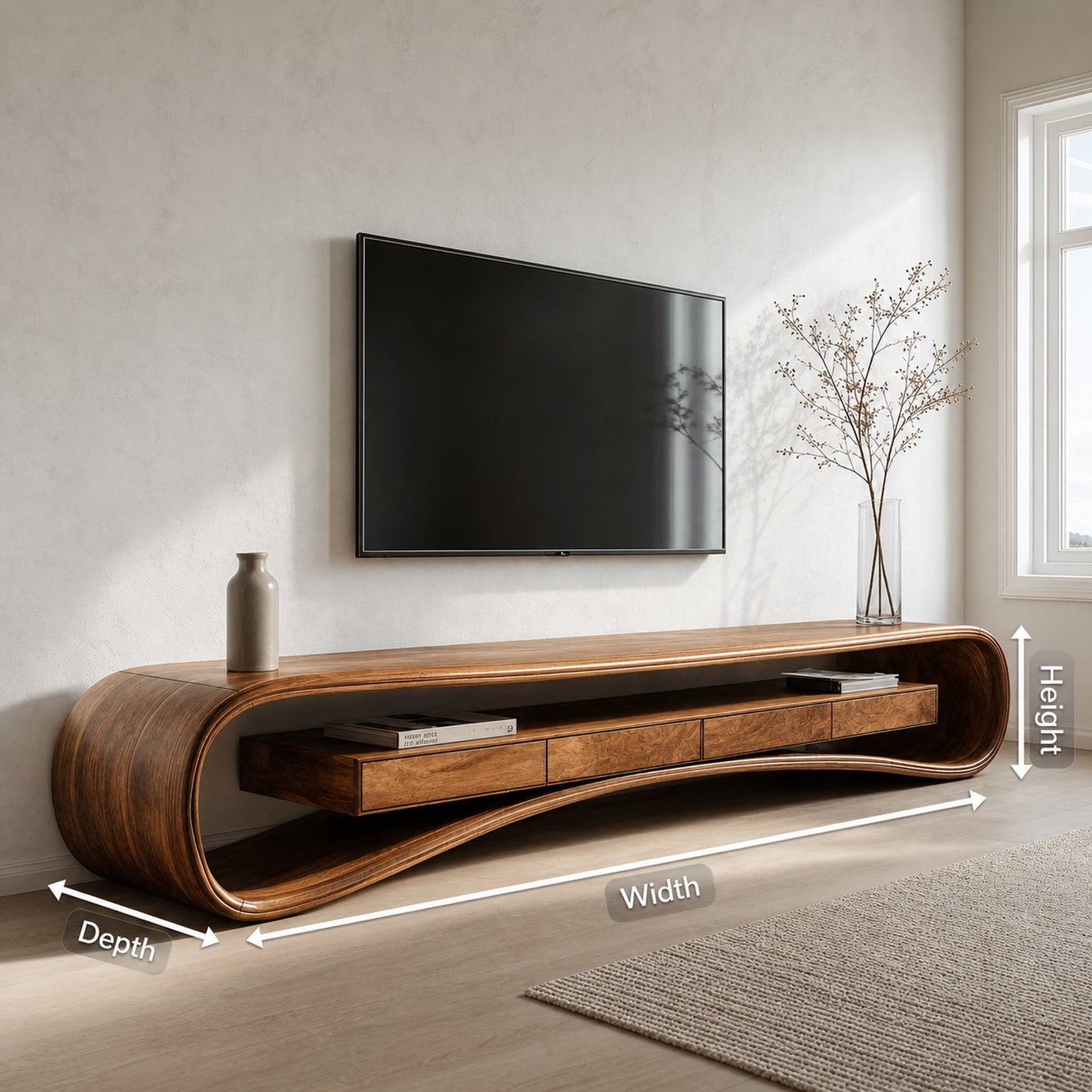Modern Luxury Curved Media Console For Living Room - product view 8
