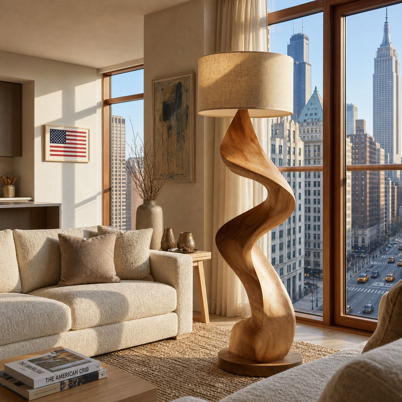 Modern Natural Wood Sculptural Floor Lamp For Living Room Decor - product view 6
