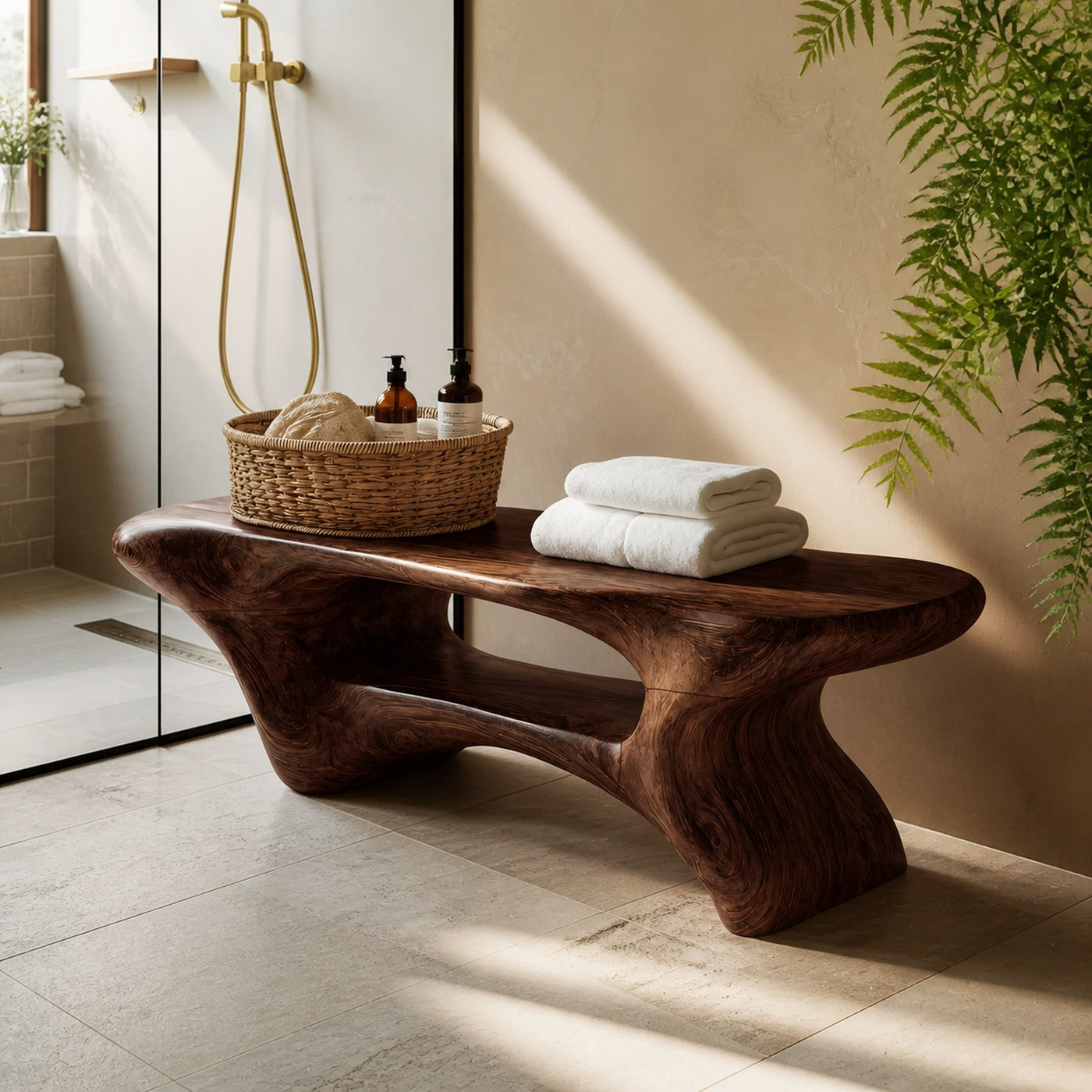 Modern Organic Bathroom Seat With Center Shelf For Bathroom - product view 7