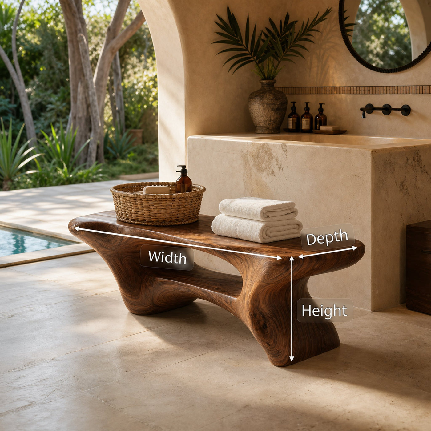 Modern Organic Bathroom Seat With Center Shelf For Bathroom - product view 8