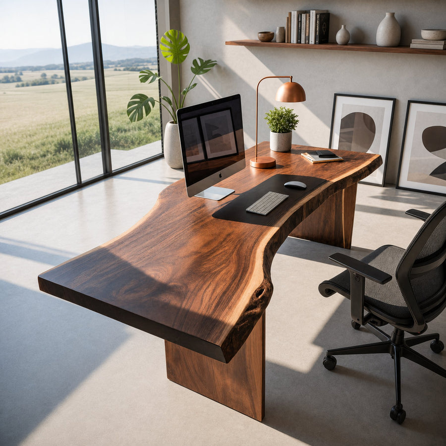 Modern Organic Curved Office Desk For Executive Or Creative Workspace