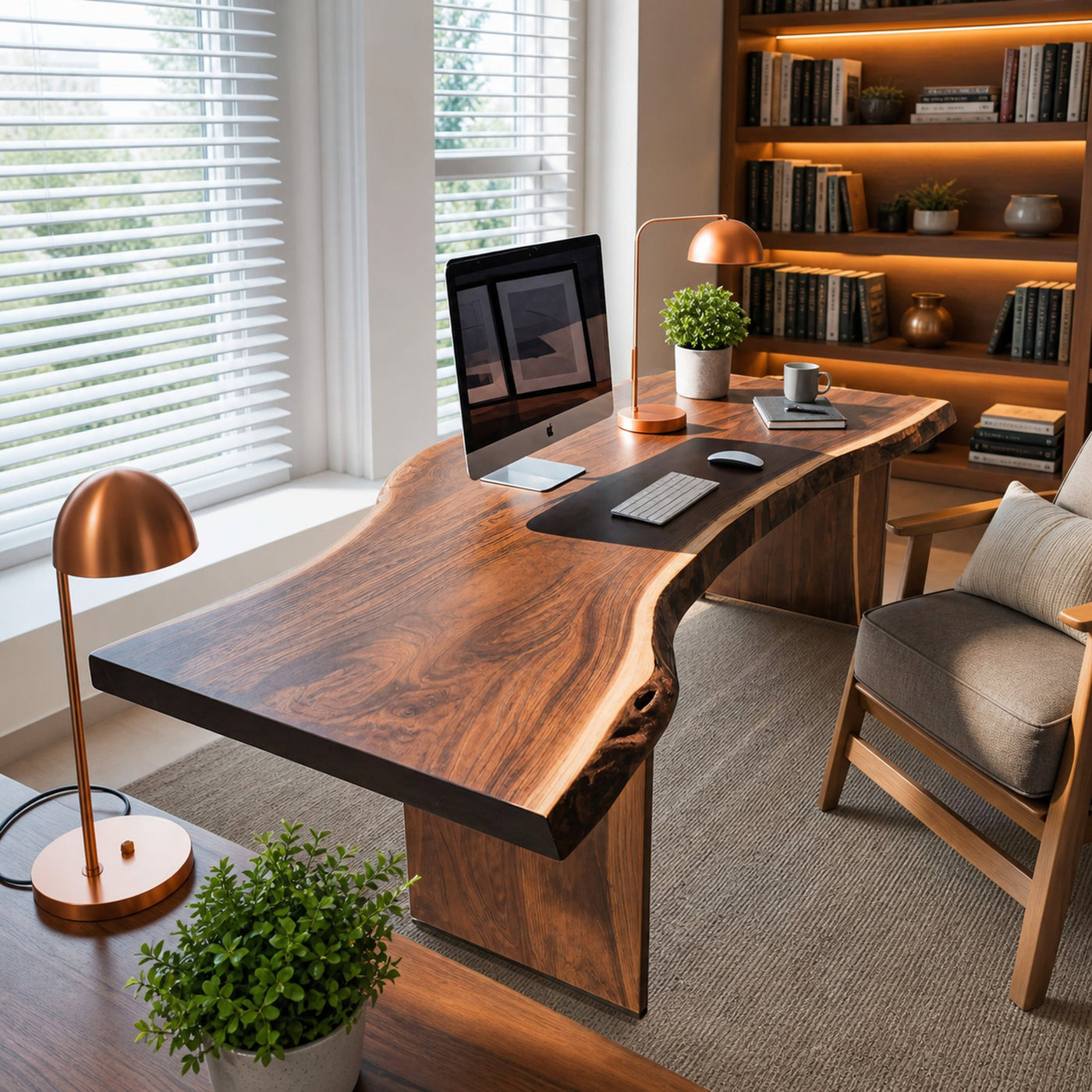 Modern Organic Curved Office Desk For Executive Or Creative Workspace - product view 6