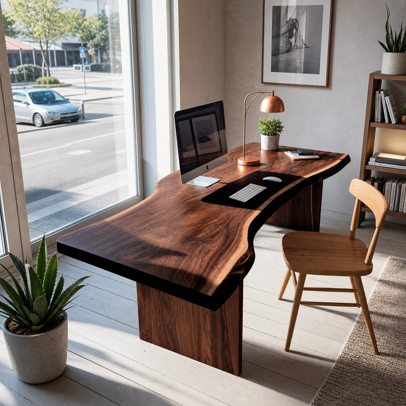 Modern Organic Curved Office Desk For Executive Or Creative Workspace - product view 7
