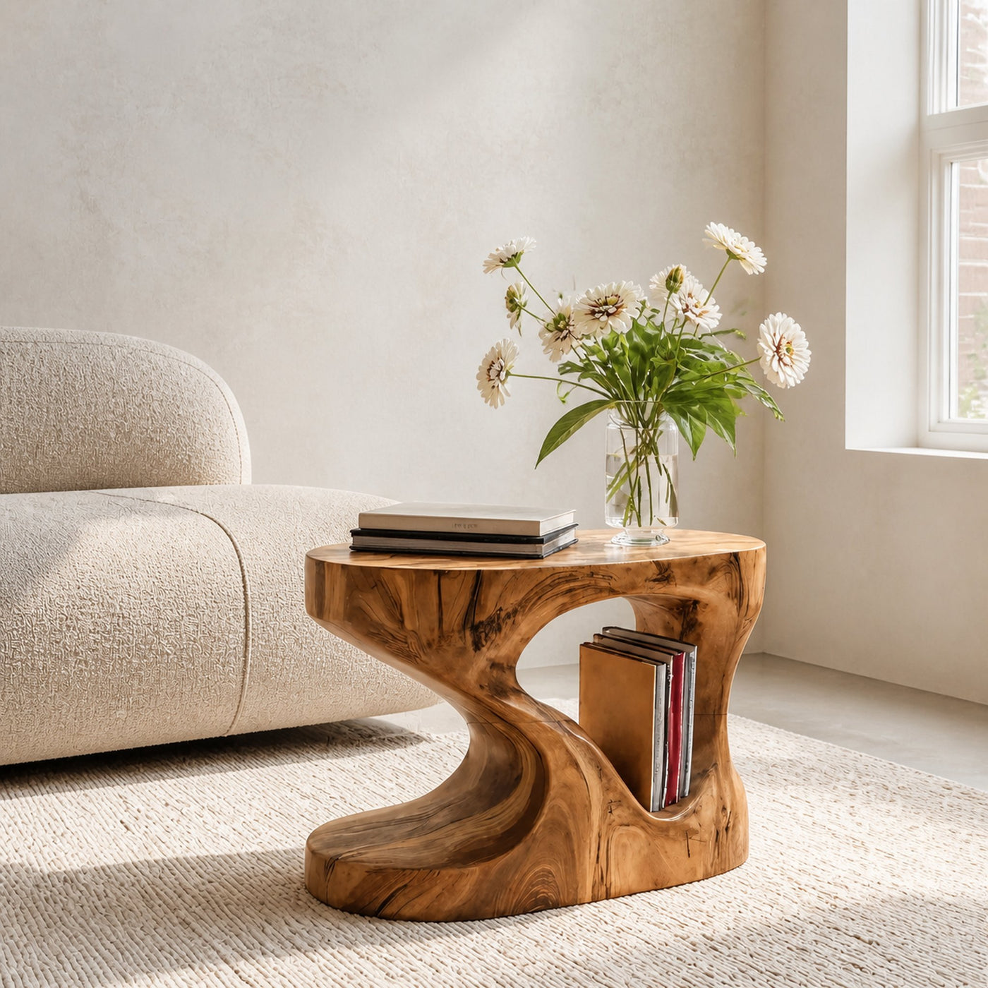 Modern Organic Side Table For Living Room Or Bedroom