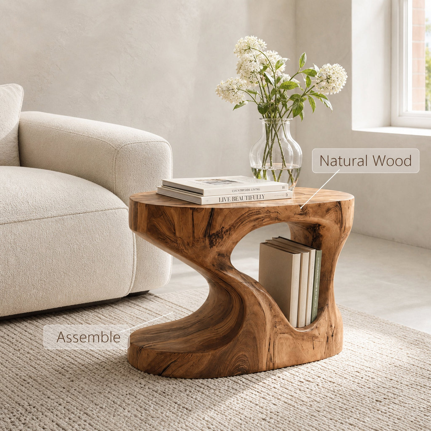 Modern Organic Side Table For Living Room Or Bedroom - product view 7
