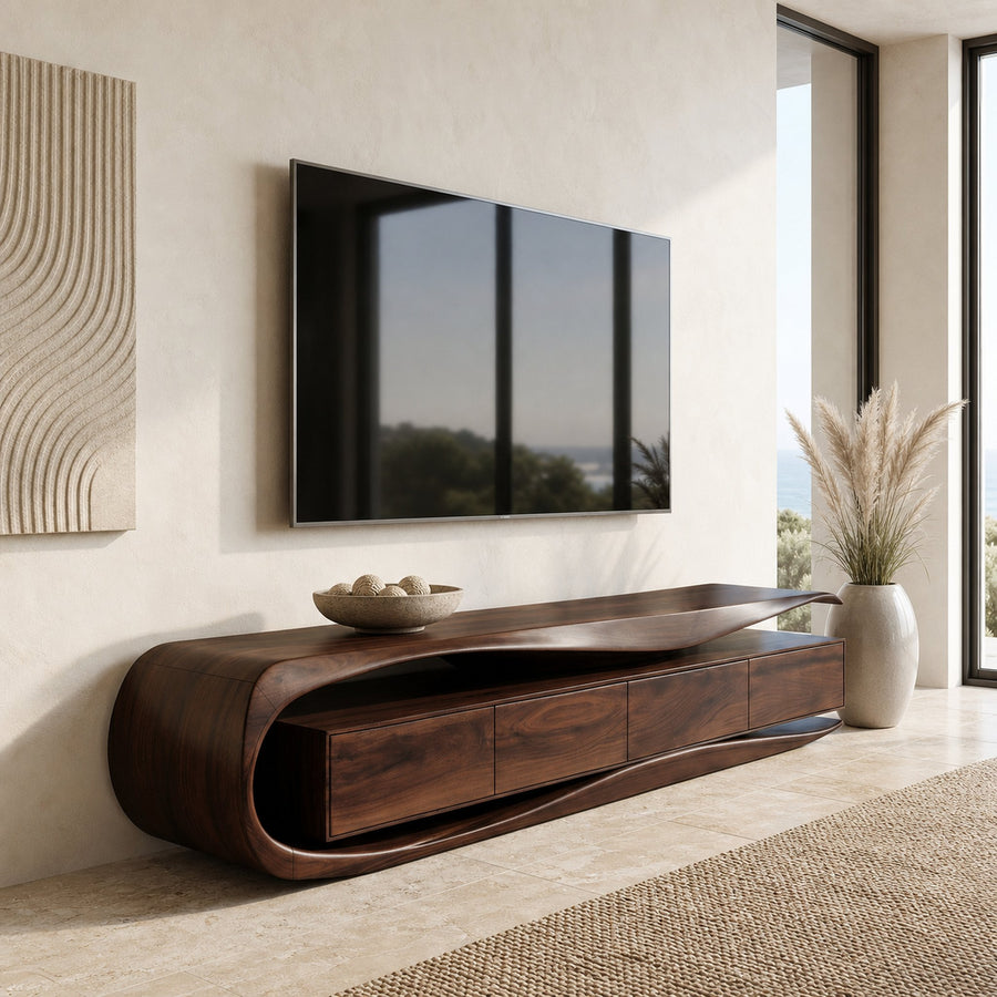 Modern Organic TV Console For Living Room Interior