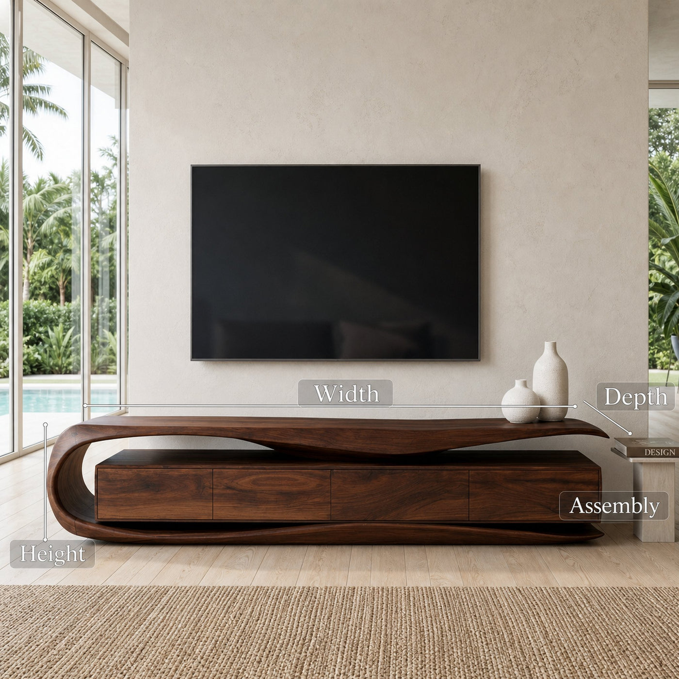 Modern Organic TV Console For Living Room Interior - product view 8