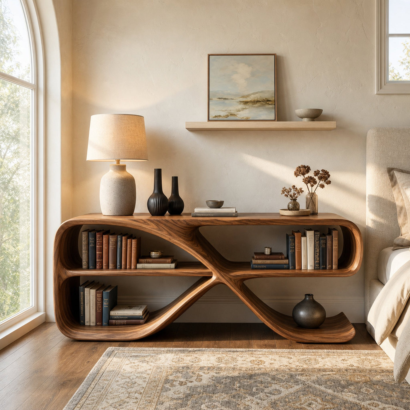 Modern Organic Wooden Console Table For Living Decor - product view 6