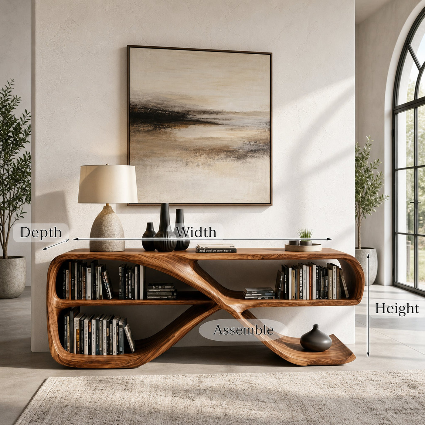 Modern Organic Wooden Console Table For Living Decor - product view 8