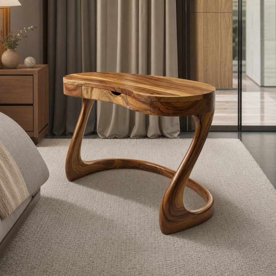 Modern Sculpted Desk With Drawers For Minimalist Home Office