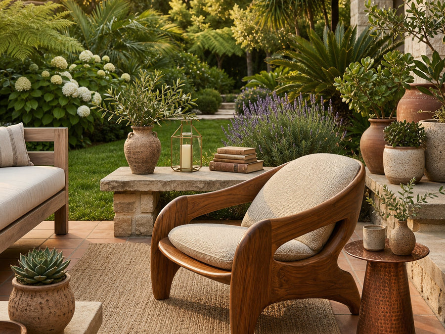 Driftform Riverbend Solid Wood Lounge Chair with Curved Arms