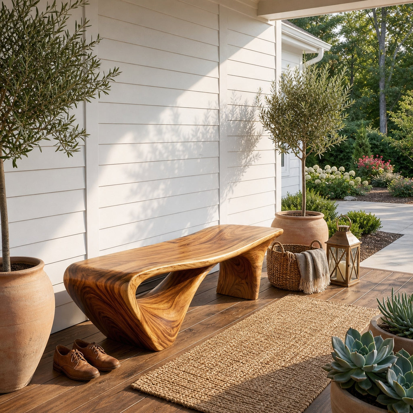 Modern Sculptural Bench For Entryway Or Living Room - product view 6