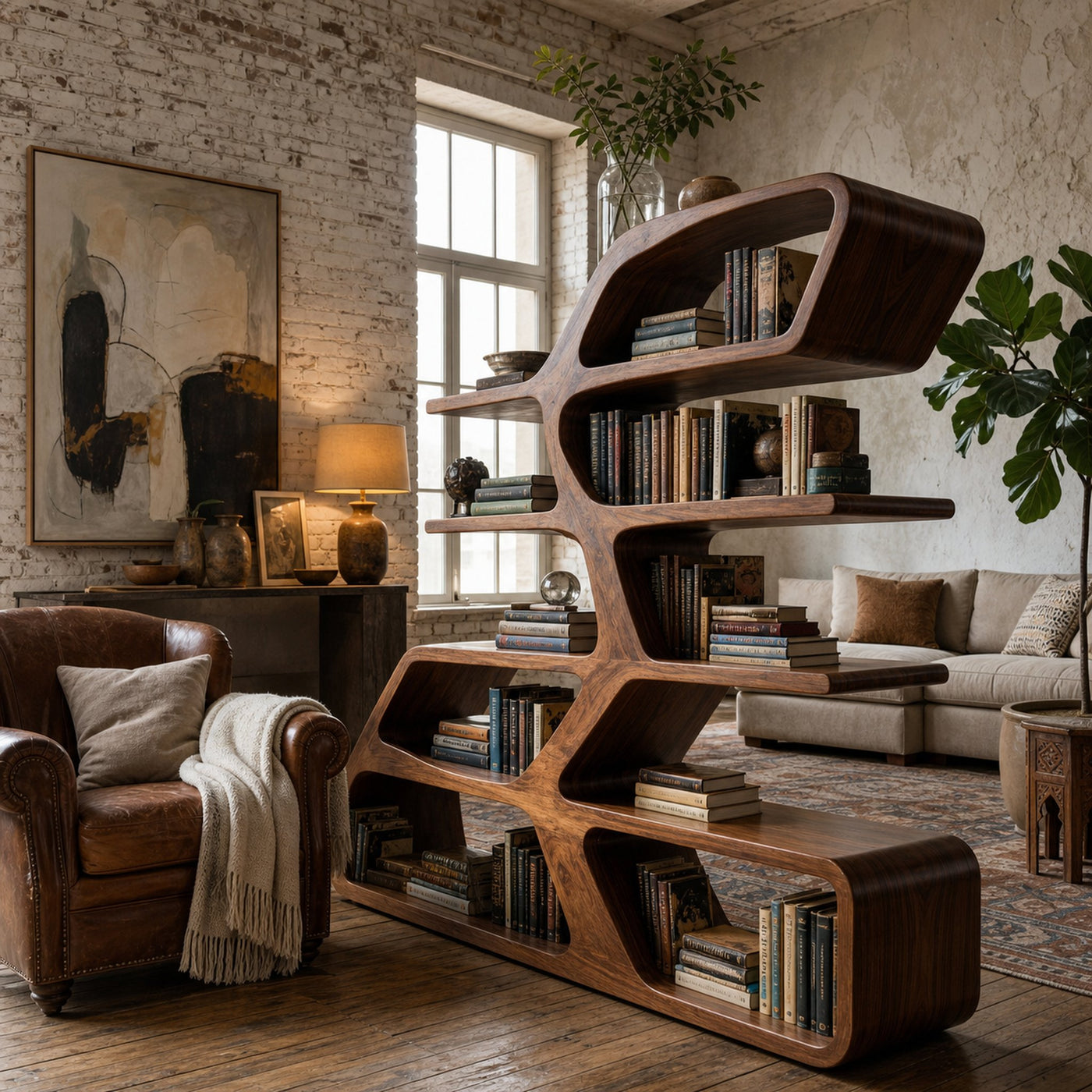 Modern Sculptural Bookshelf For Living Room Decor - product view 6
