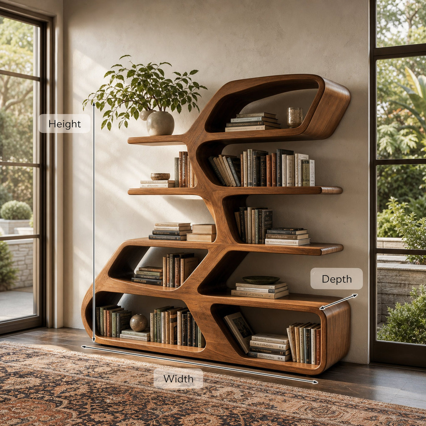 Modern Sculptural Bookshelf For Living Room Decor - product view 8