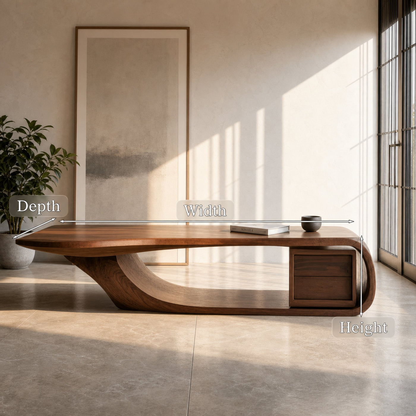Modern Sculptural Coffee Table With Curved Design For Home Office - product view 8