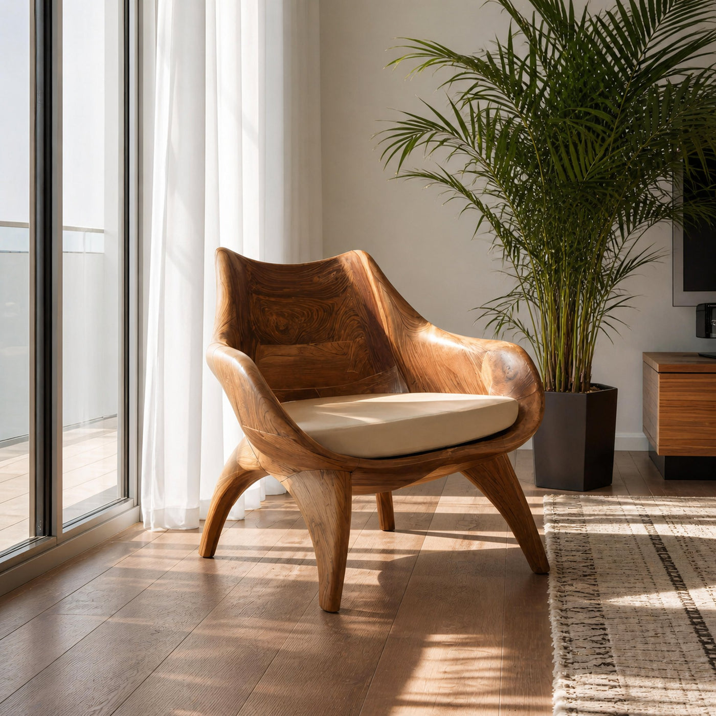 Modern Sculptural Lounge Chair For Living Room