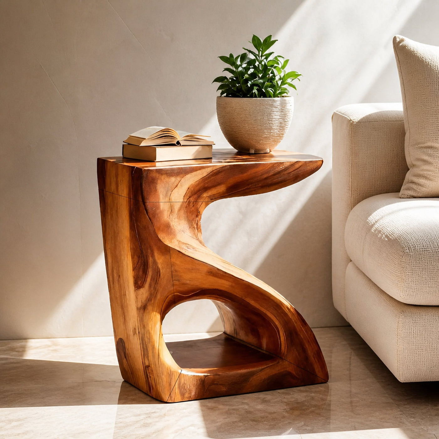 Modern Sculptural Side Table For Home Decor