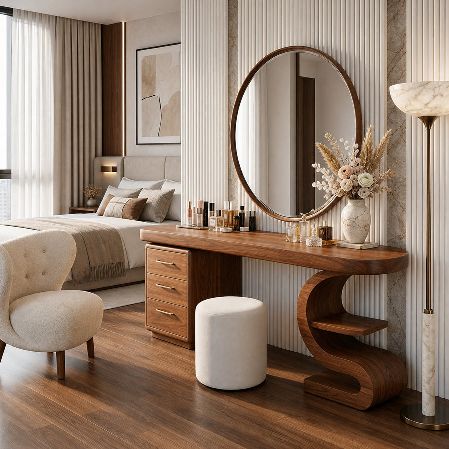 Modern Sculptural Vanity Table For Dressing Area