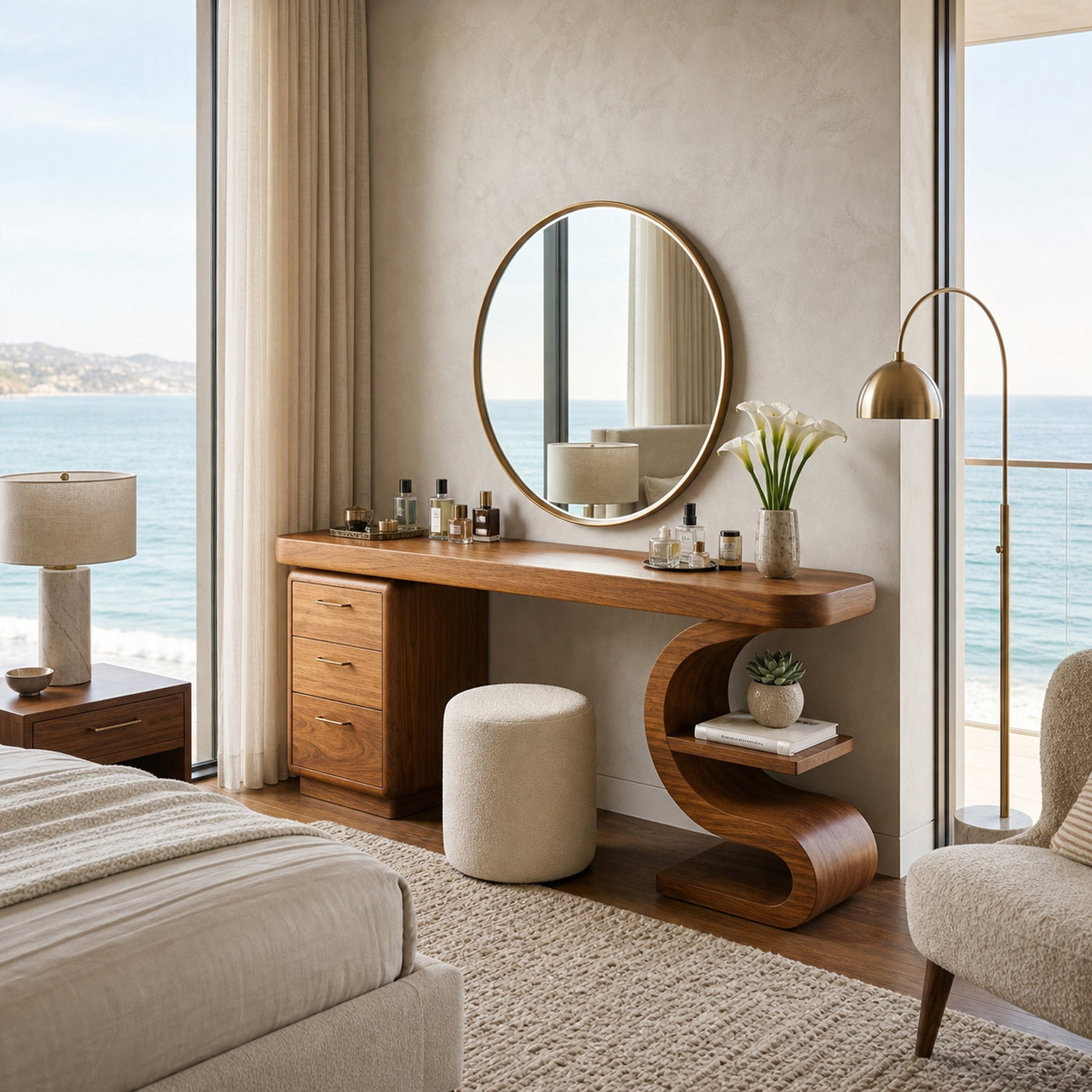 Modern Sculptural Vanity Table For Dressing Area - product view 6