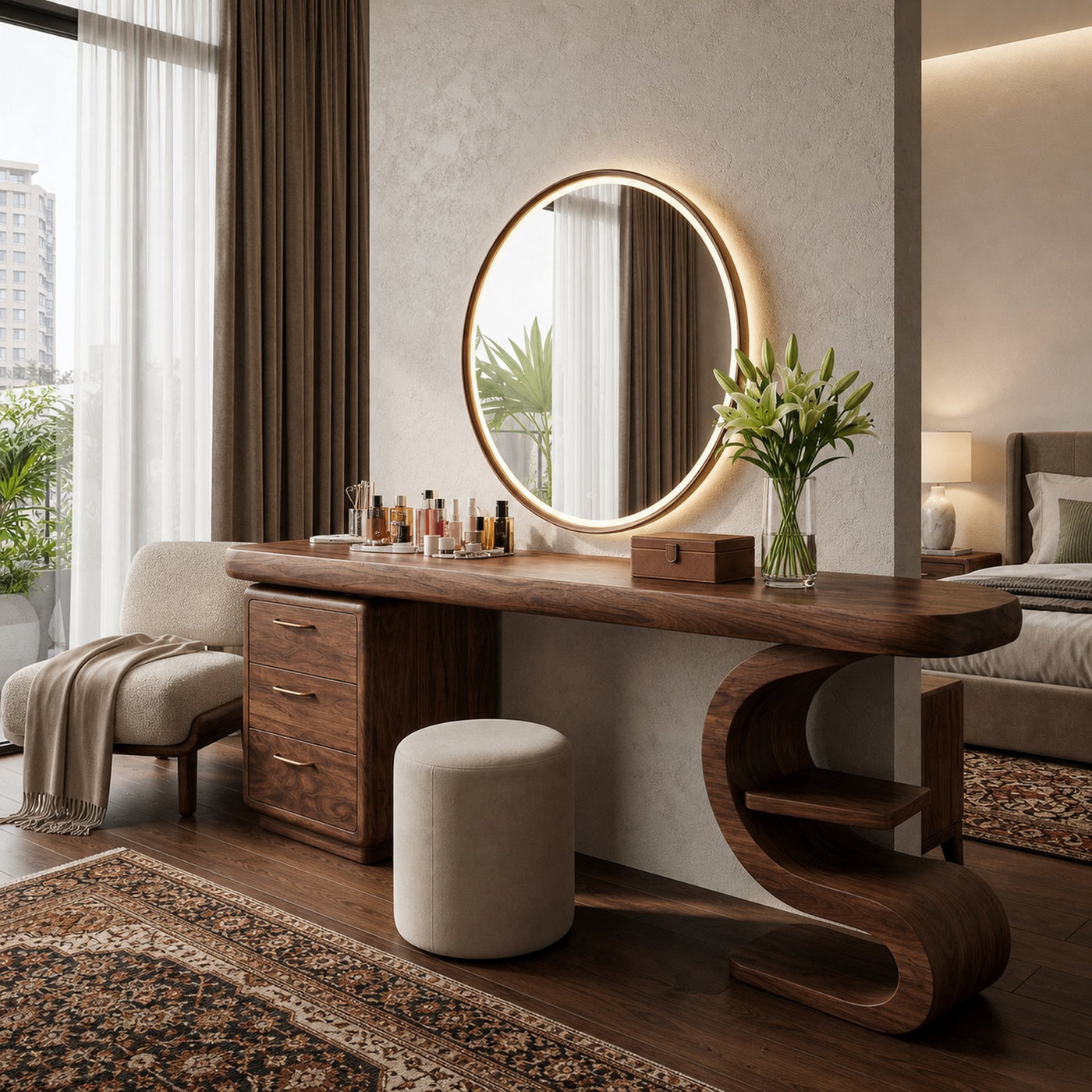 Modern Sculptural Vanity Table For Dressing Area - product view 7
