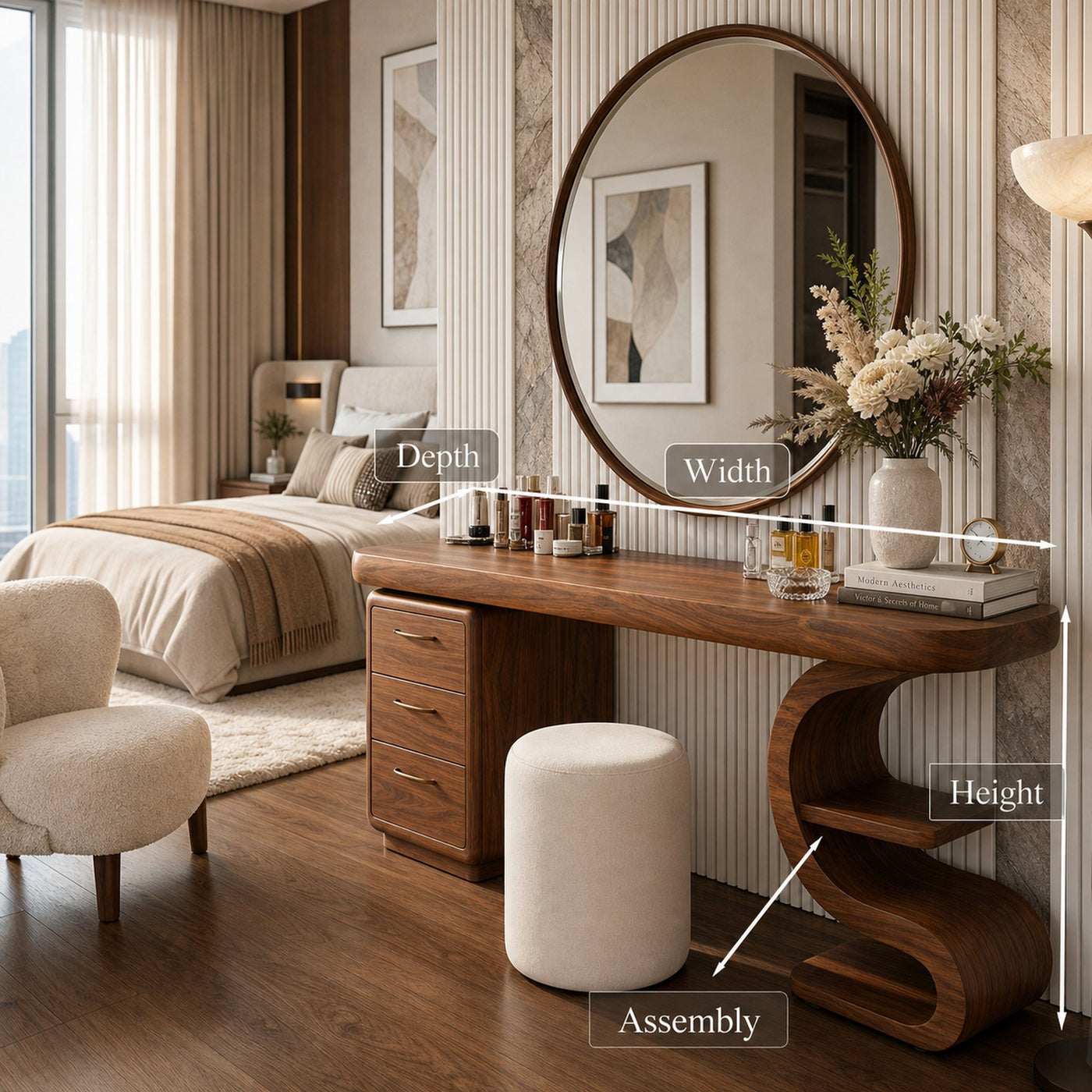 Modern Sculptural Vanity Table For Dressing Area - product view 8