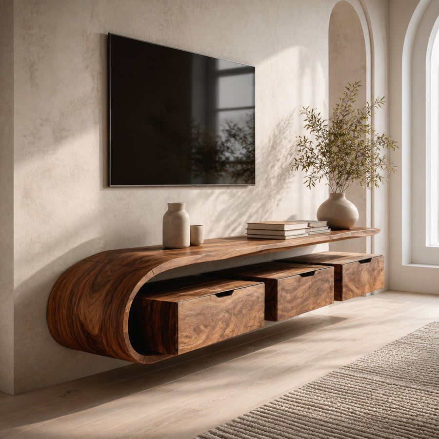 Modern TV Console Open Storage For Living Room