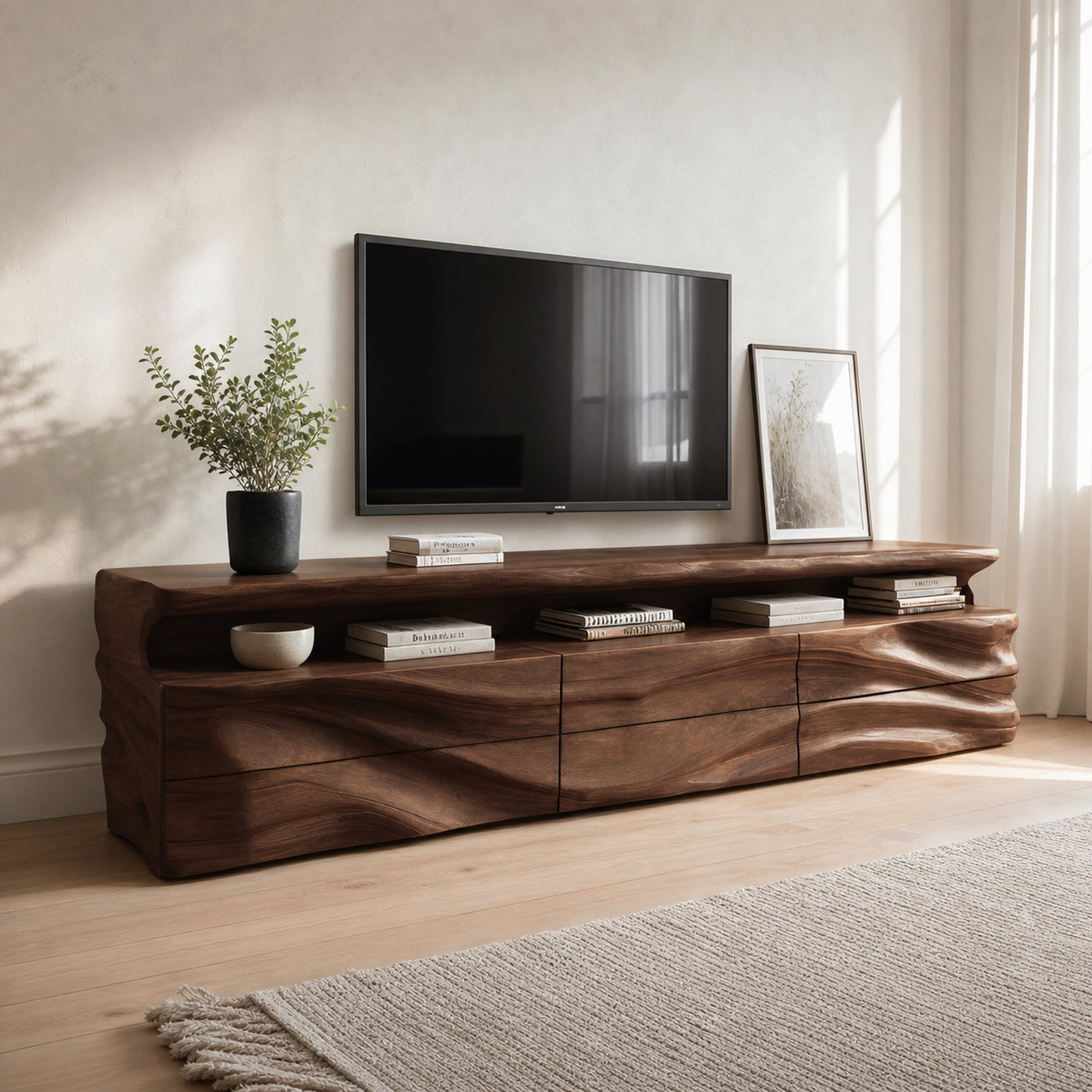 Modern TV Console With Shelf And Drawers For Living Room - product view 7