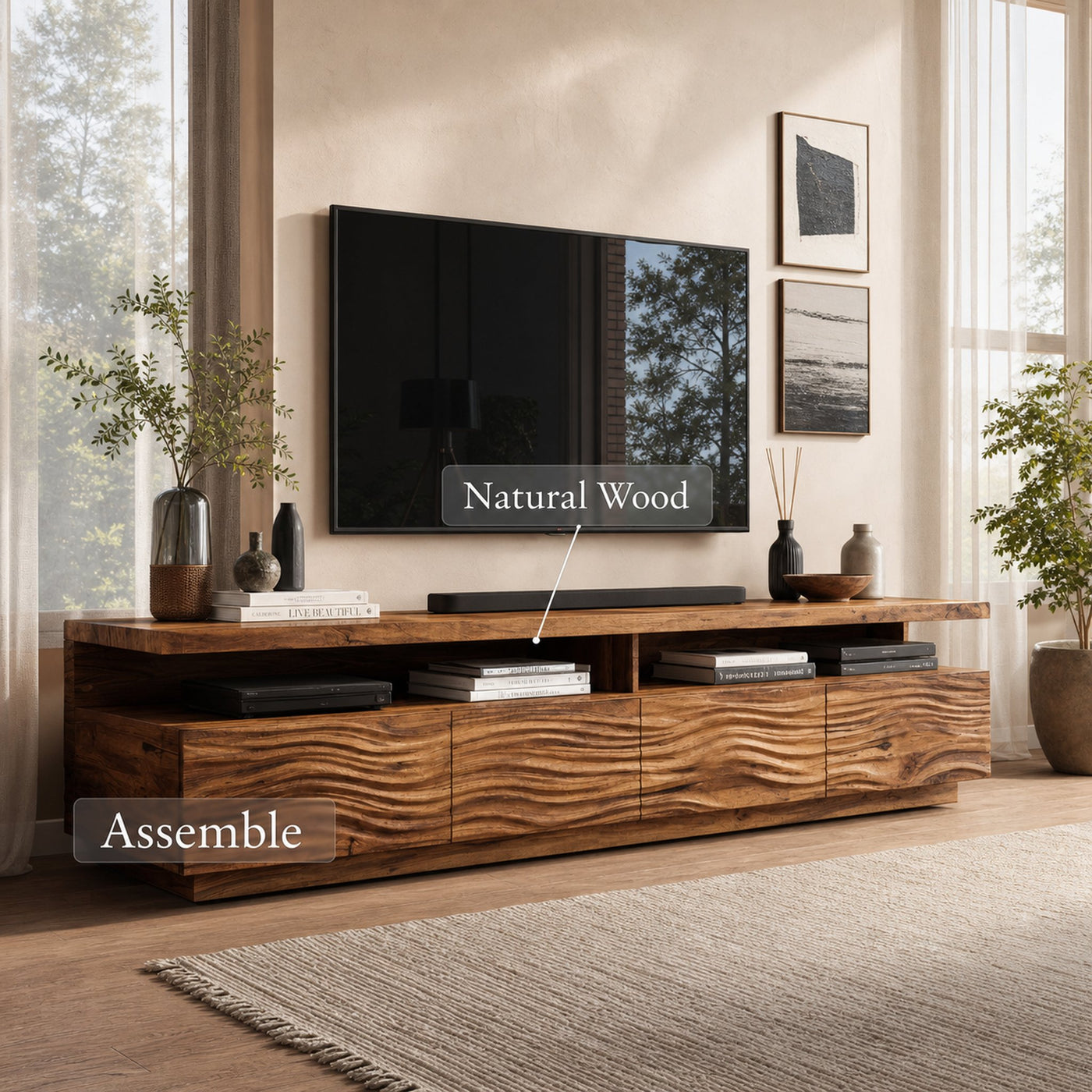 Modern TV Stand With Storage Cabinets For Living Room - product view 7