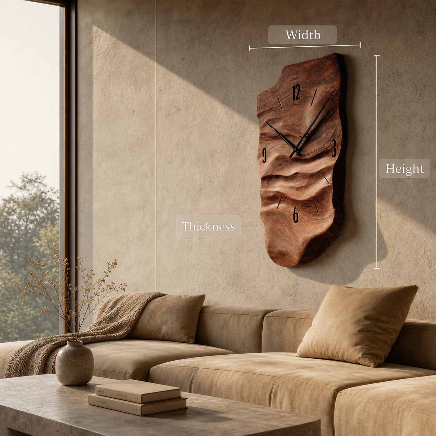 Modern Wall Clock Carved Design For Living Room Space - product view 6