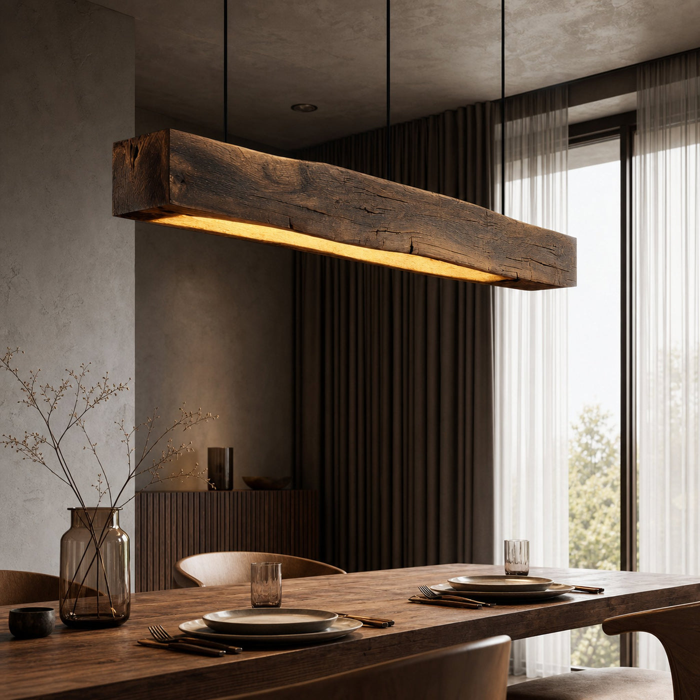 Modern Wooden Beam Pendant Light For Modern Dining Room
