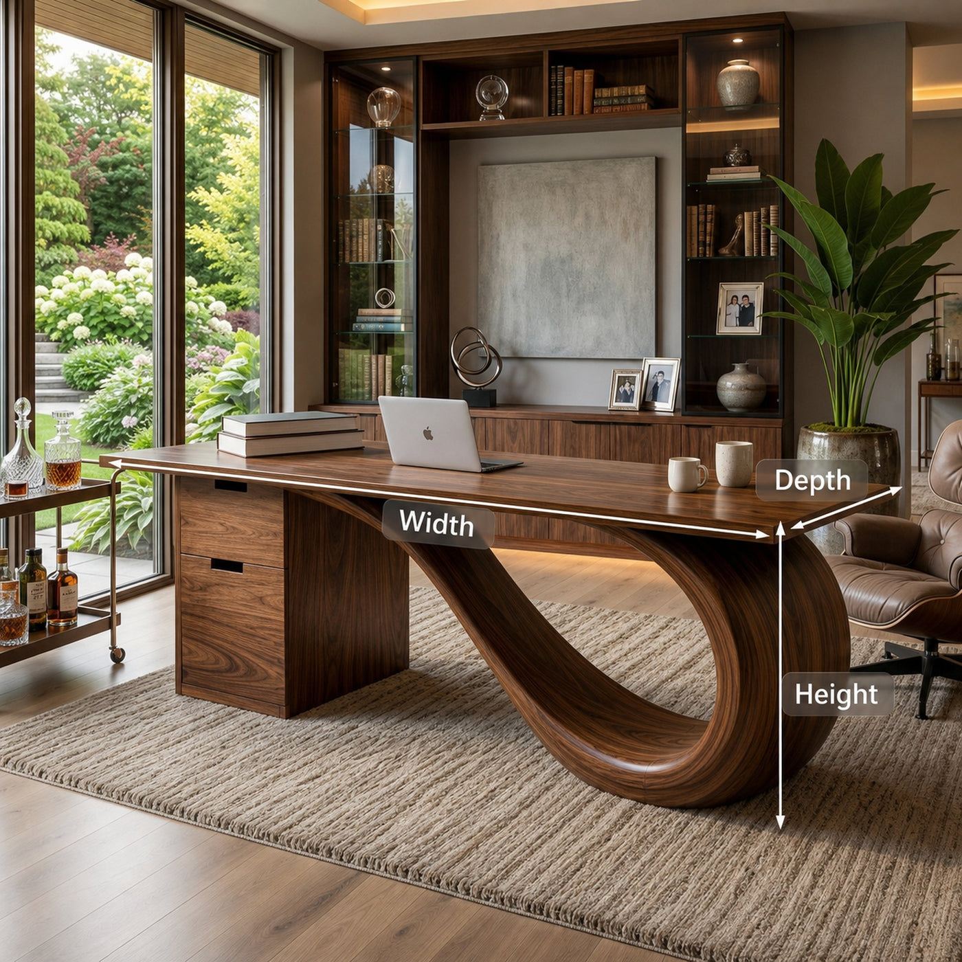 Modern Wooden Desk With Curved Base For Office - product view 8