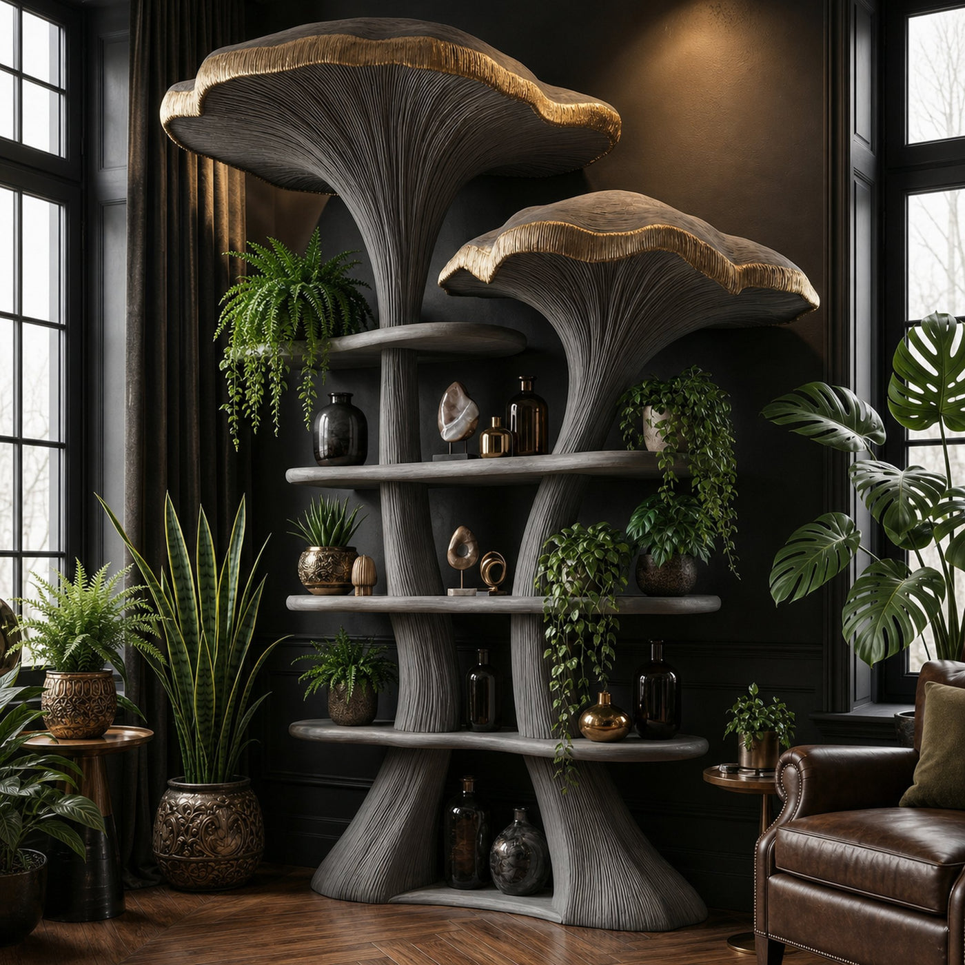 Mushroom Tree Bookshelf Wooden Nature Inspired Fantasy Gift - product view 7