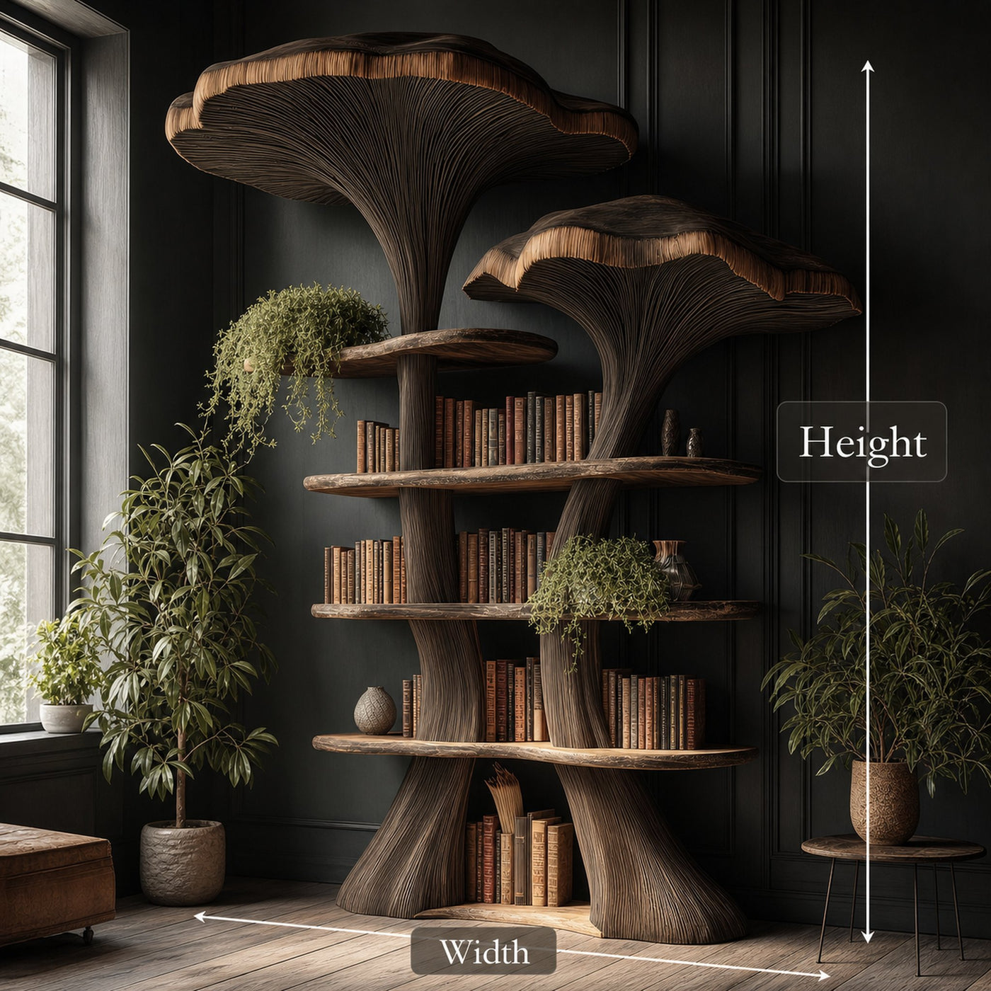 Mushroom Tree Bookshelf Wooden Nature Inspired Fantasy Gift - product view 8
