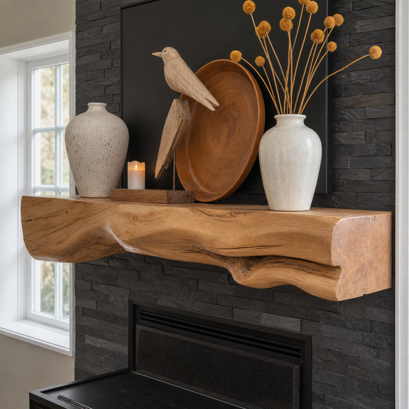 Natural Mantel Shelf For Fireplace Or Entryway