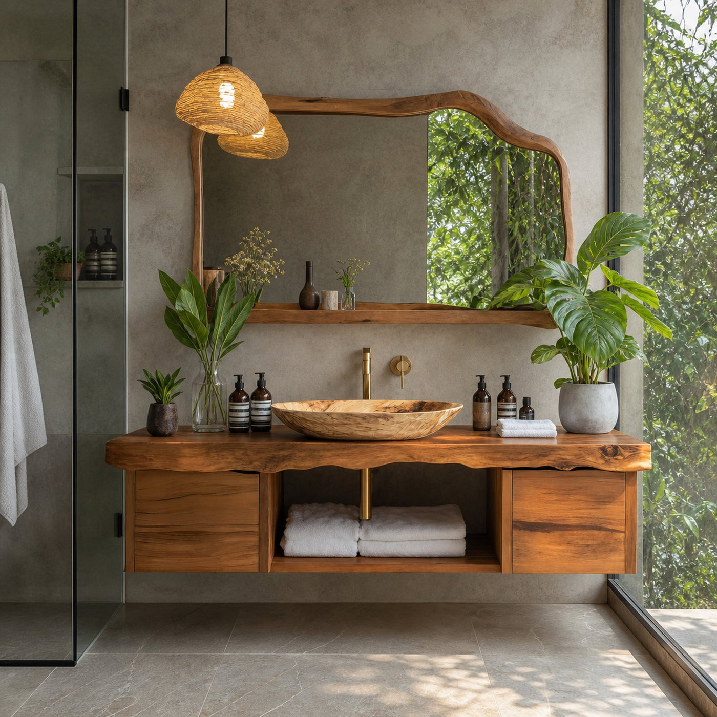 Natural Wood Floating Vanity For Bathroom Upgrade - product view 6