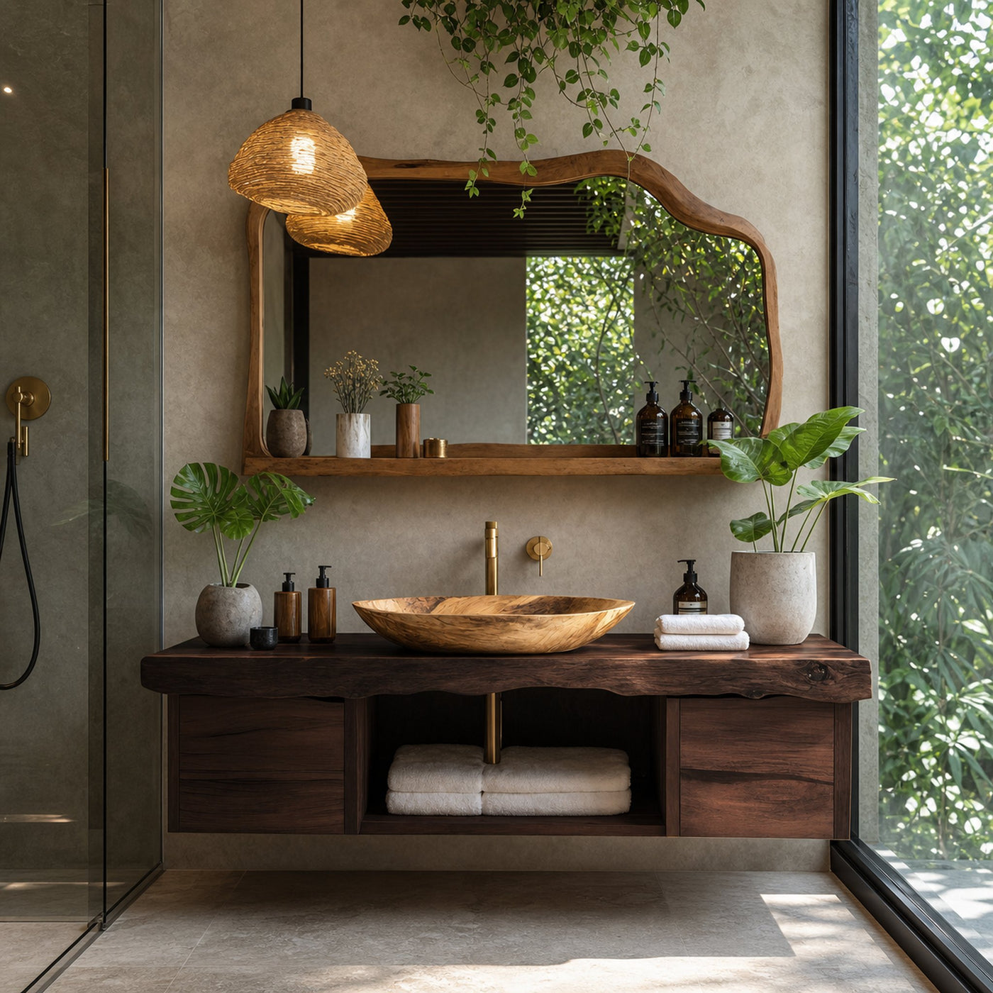 Natural Wood Floating Vanity For Bathroom Upgrade - product view 7