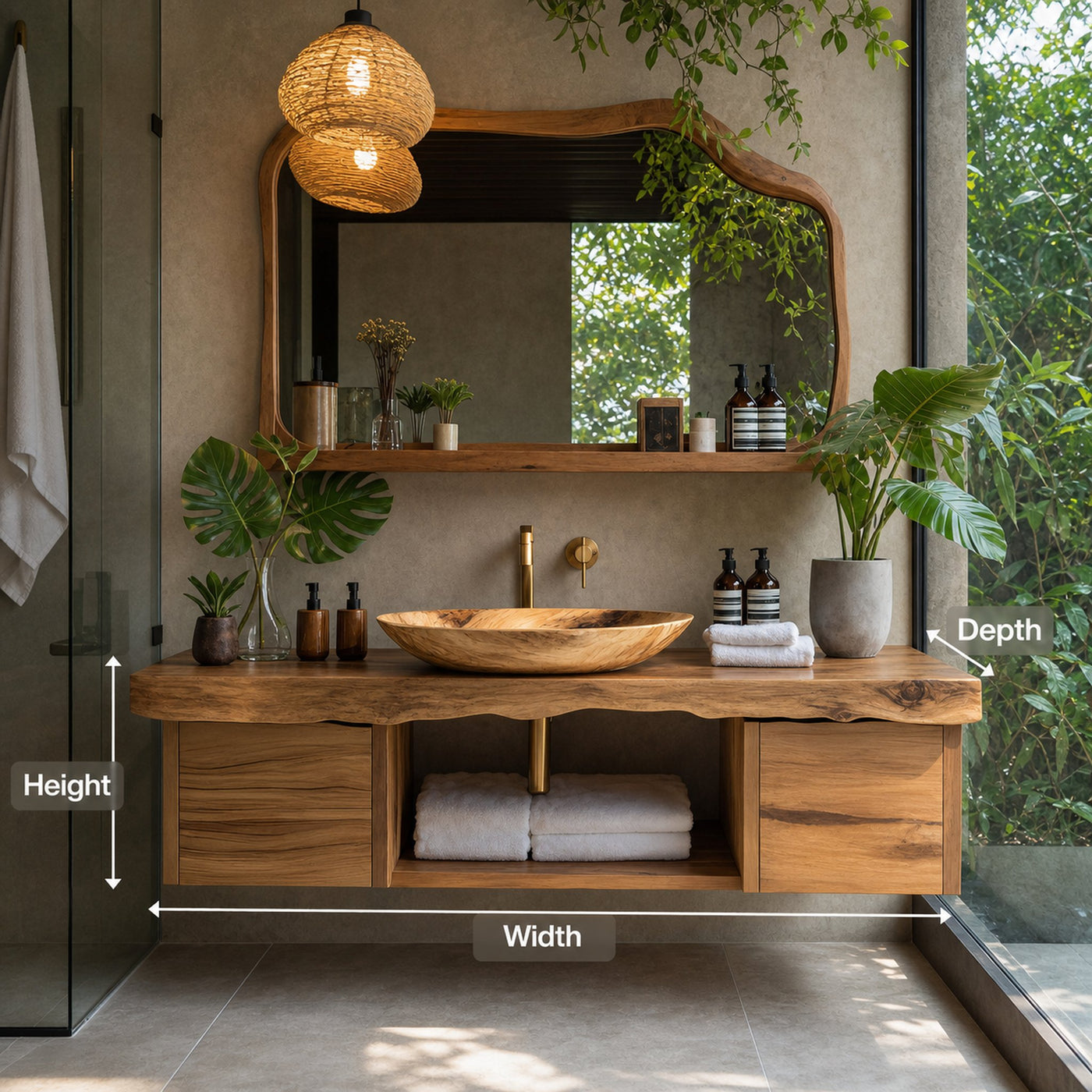 Natural Wood Floating Vanity For Bathroom Upgrade - product view 8
