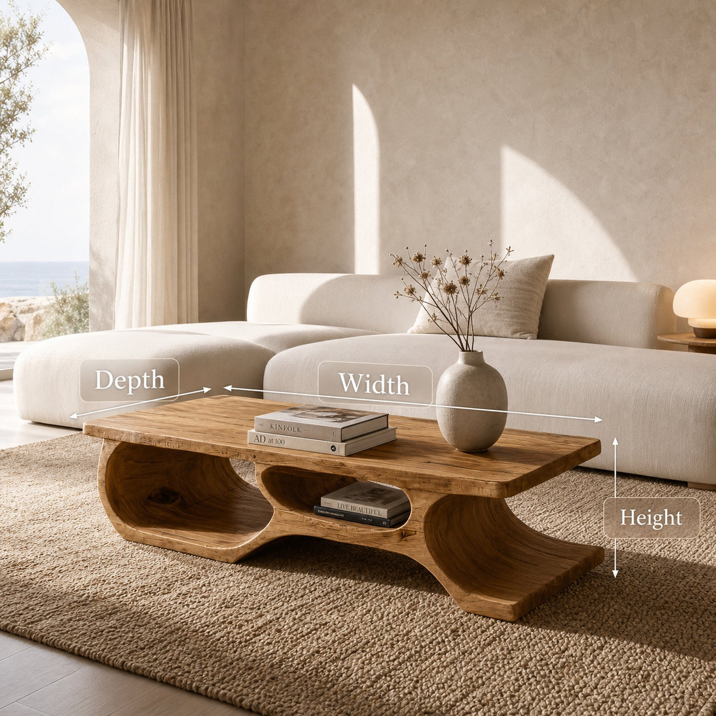 Organic Coffee Table Open Shelf Design For Living Room - product view 6