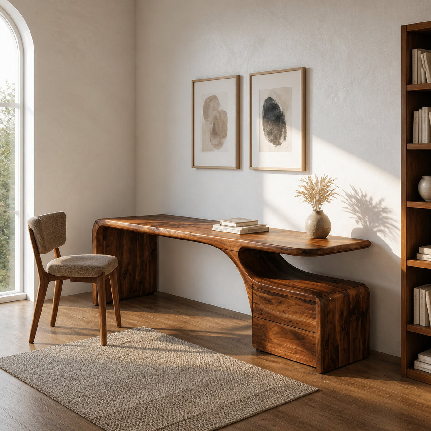 Organic Desk With Drawer Storage For Home Office