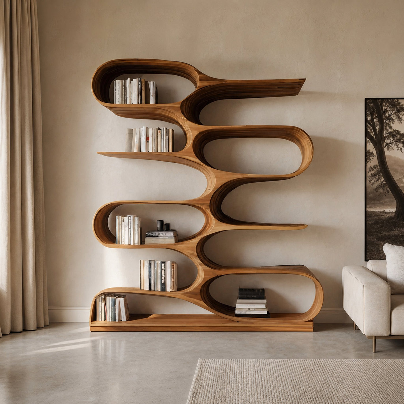 Organic Living Room Bookshelf For Home Decor