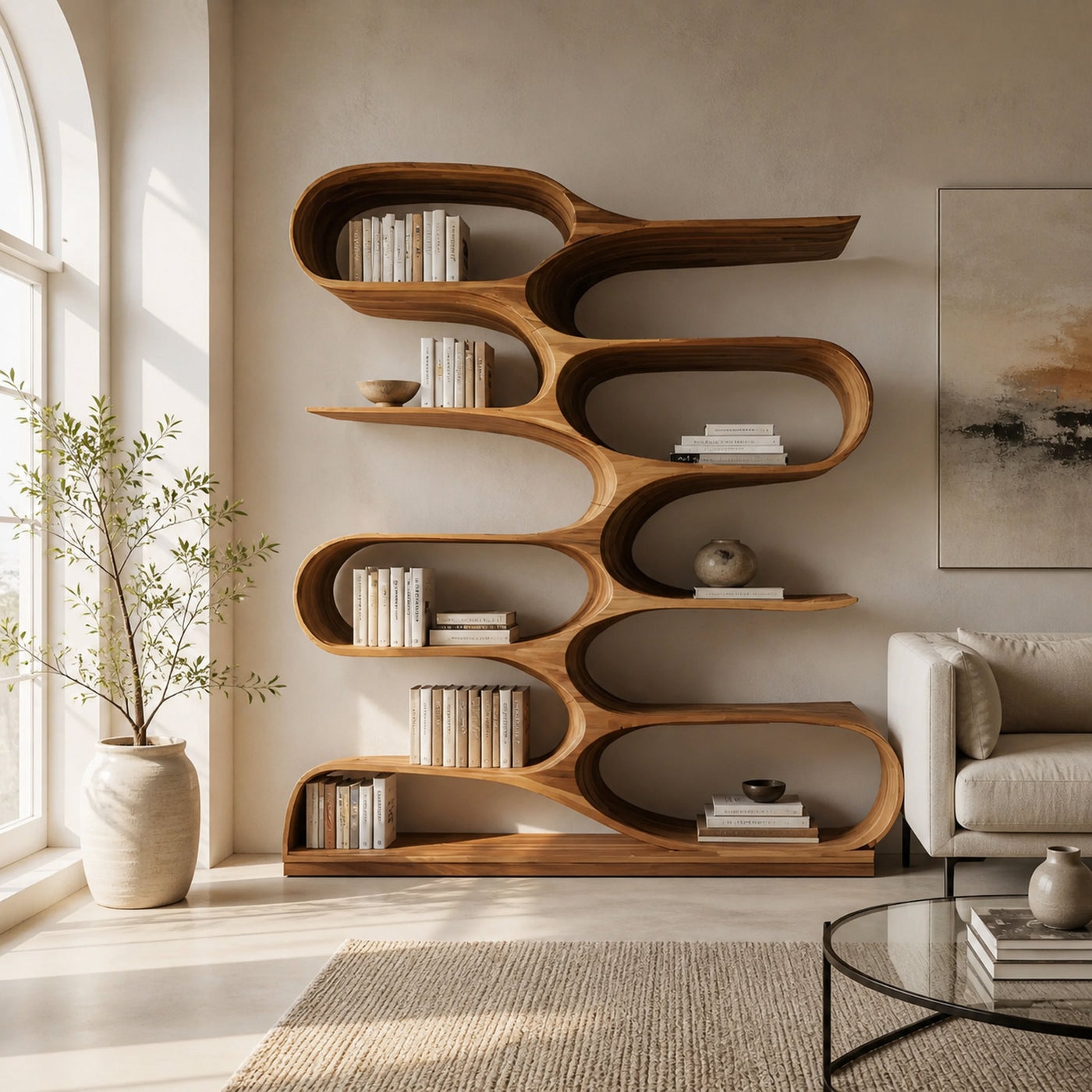 Organic Living Room Bookshelf For Home Decor - product view 6