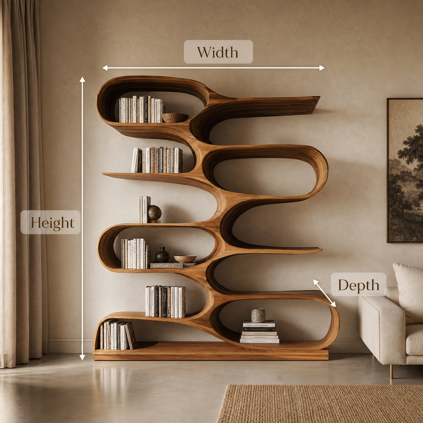 Organic Living Room Bookshelf For Home Decor - product view 8