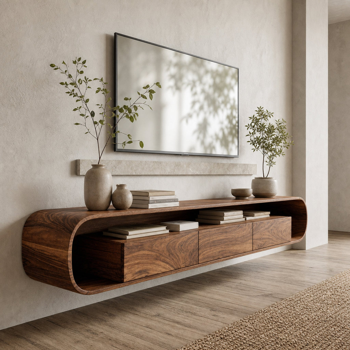 Organic Modern Floating TV Console For Living Room - product view 6