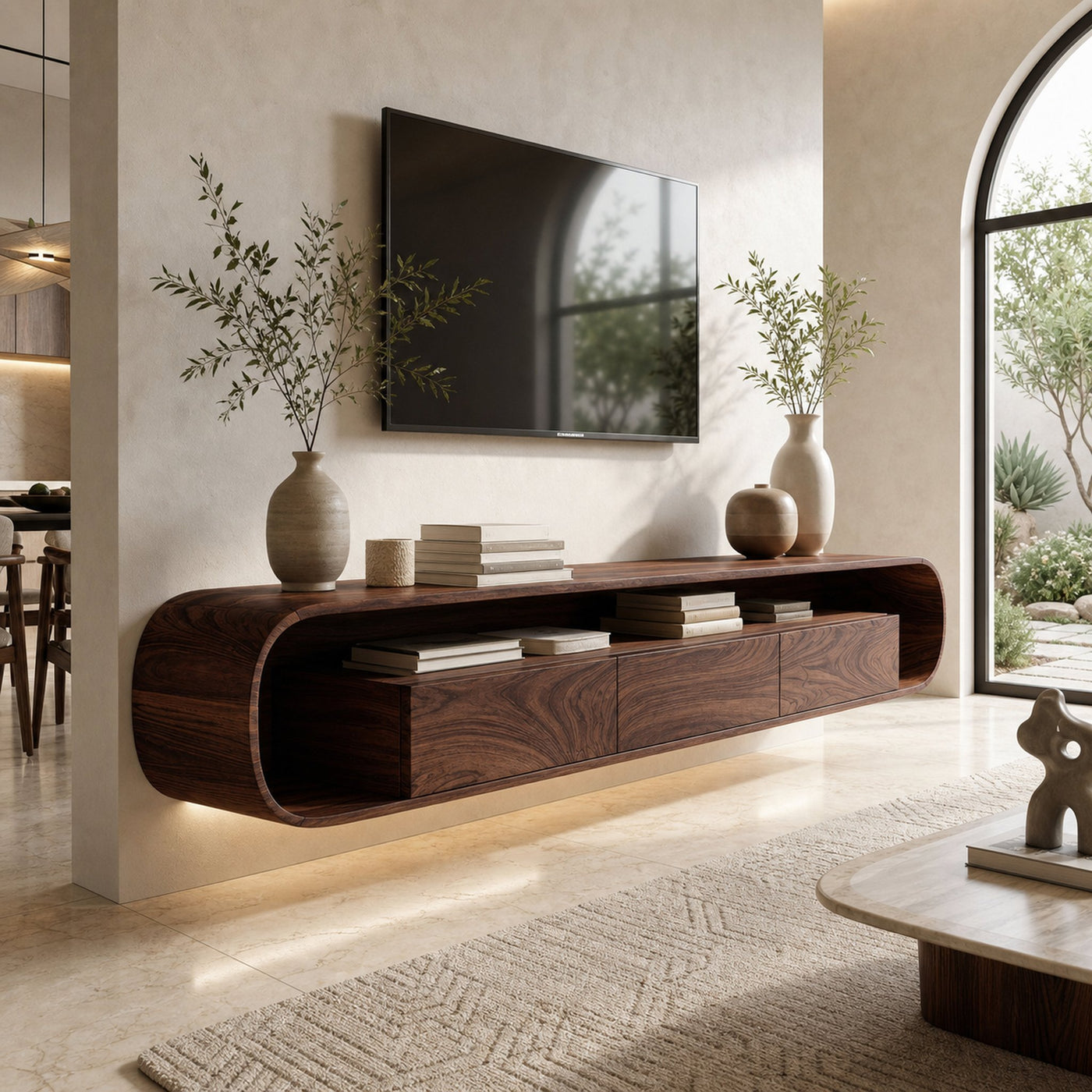 Organic Modern Floating TV Console For Living Room - product view 7