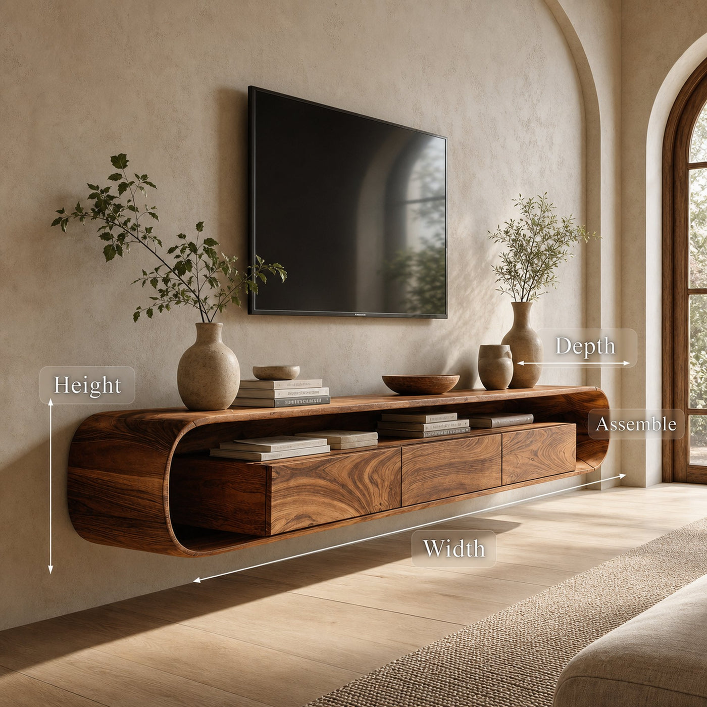 Organic Modern Floating TV Console For Living Room - product view 8