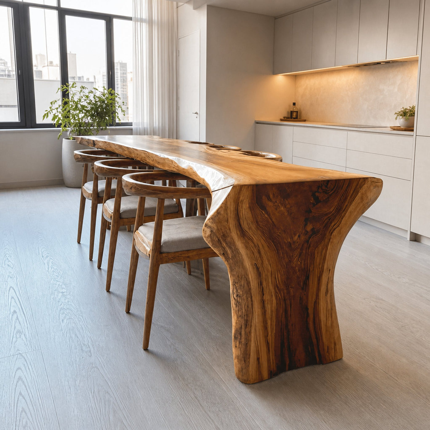 Organic Modern Live Edge Dining Table For Kitchen