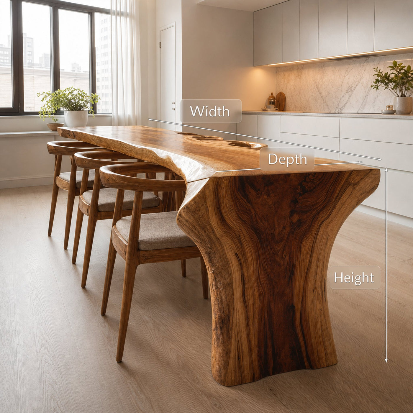 Organic Modern Live Edge Dining Table For Kitchen - product view 6