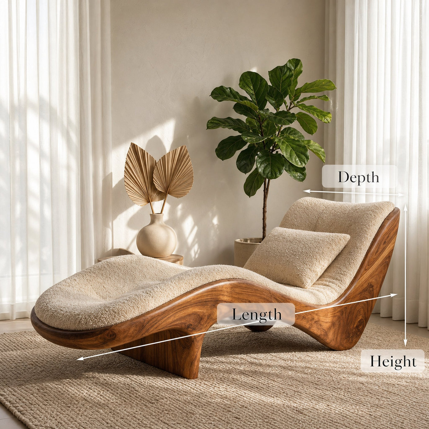 Organic Modern Natural Wood Lounge Chair For Reading Nook - product view 8