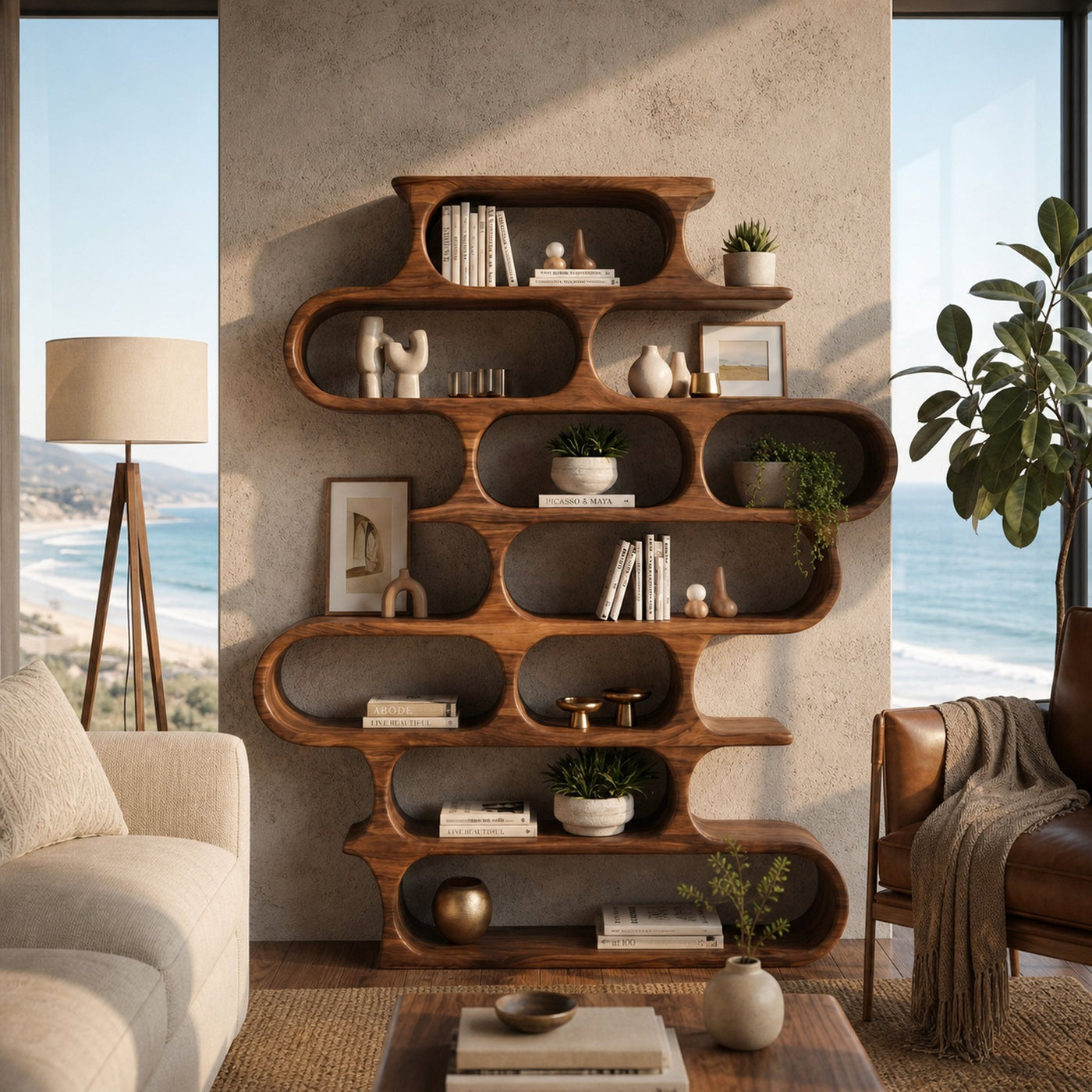 Organic Oval Bookshelf For Living Room Or Creative Studio - product view 6