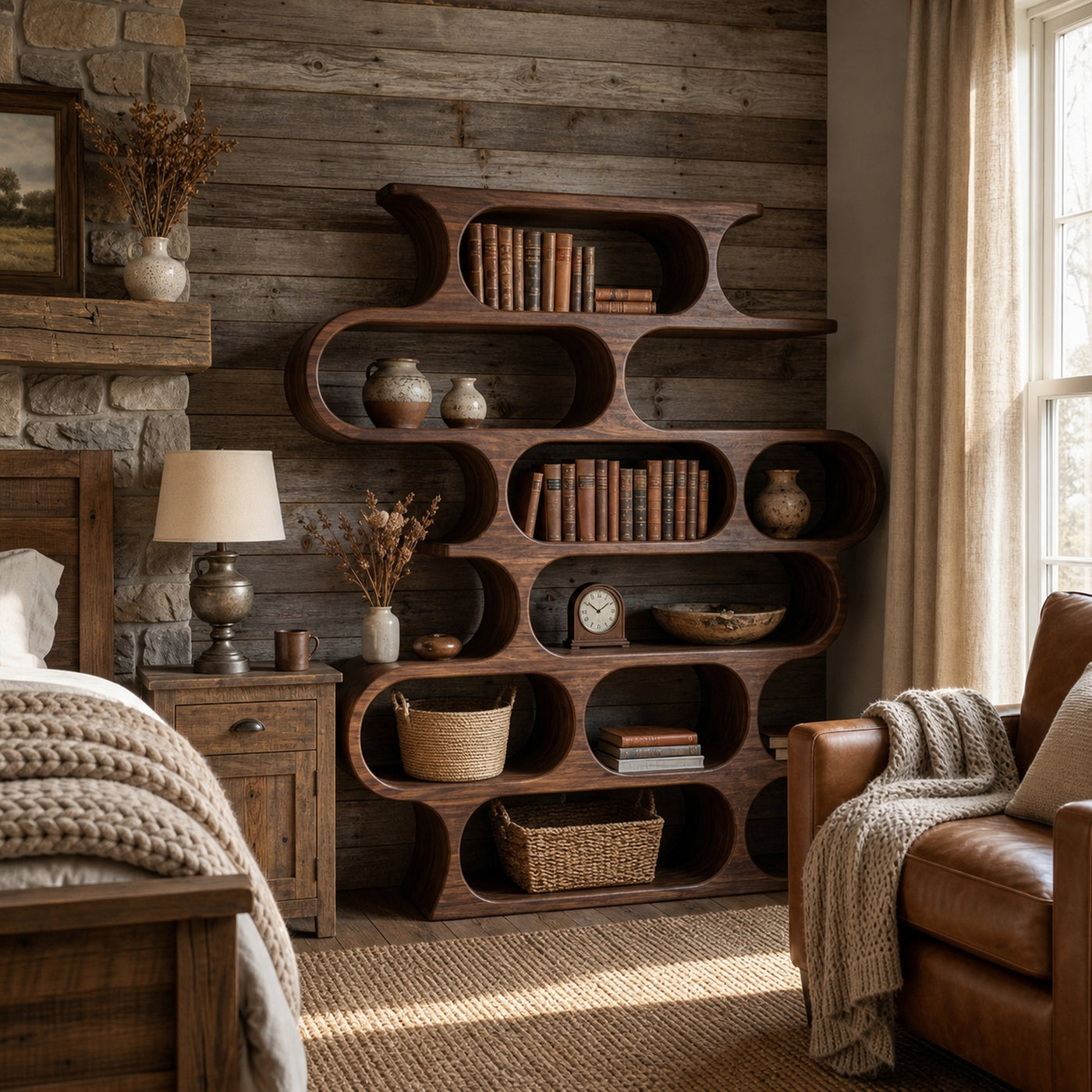 Organic Oval Bookshelf For Living Room Or Creative Studio - product view 7